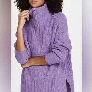 A.L.C. Everett Sweater Quarter Zip Alpaca Wool Blend SZ M Purple
